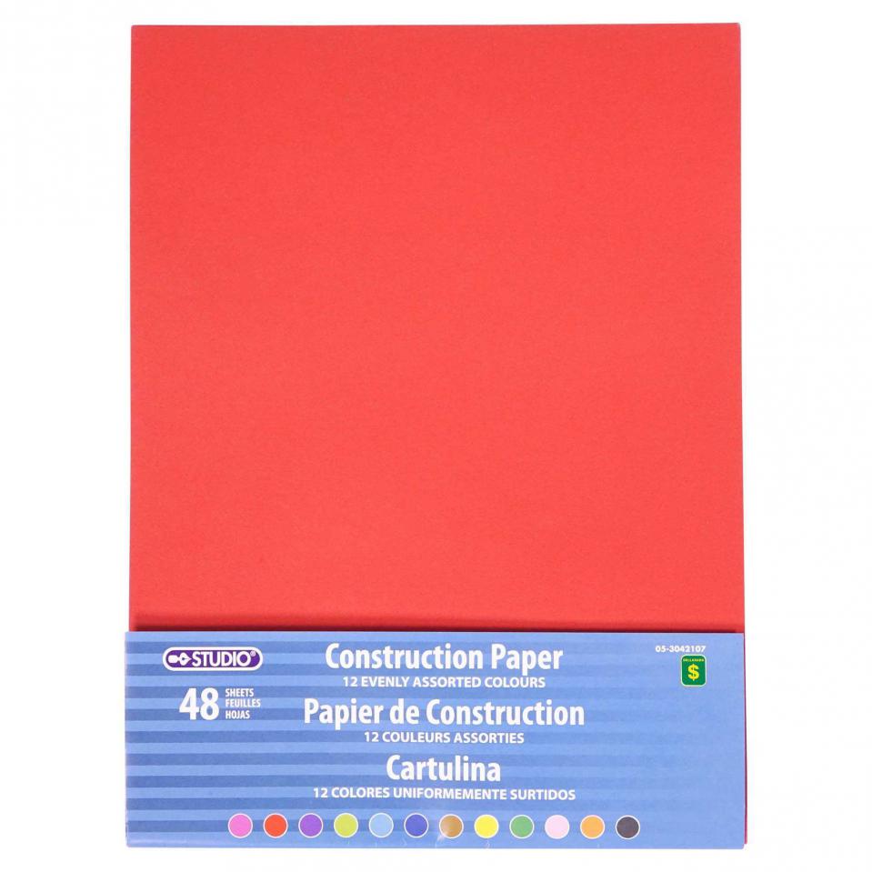 48 feuilles de Papier de construction (Couleurs assorties)