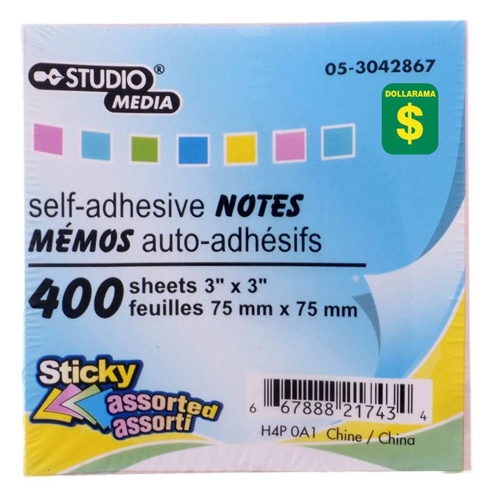 400 Self-Adhesive Notes (Assorted Colours)