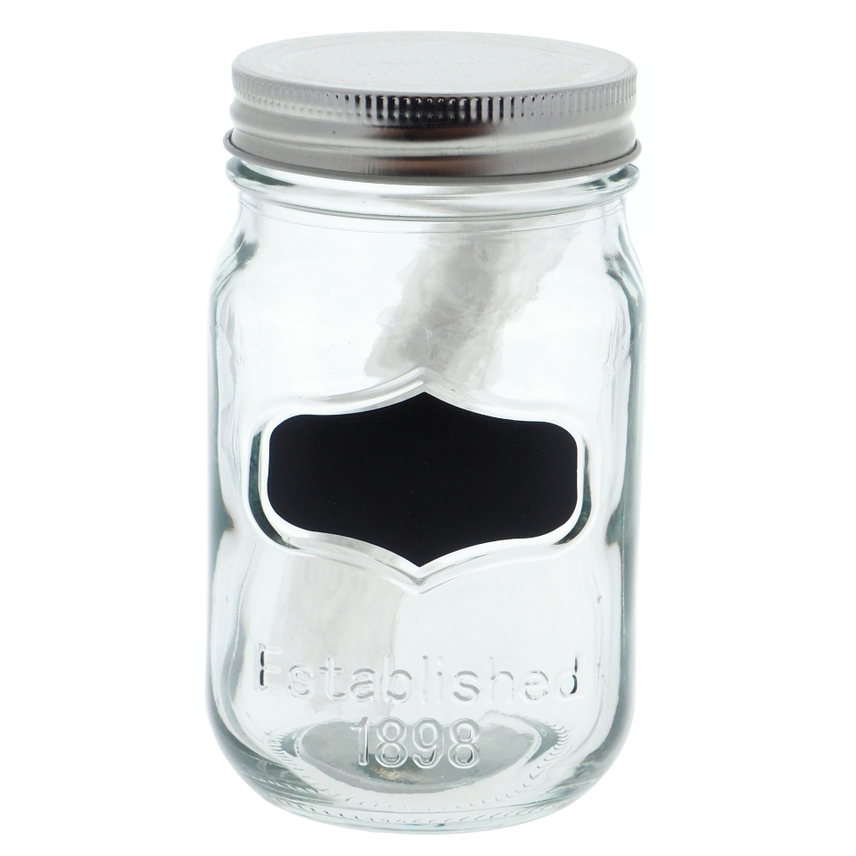 Glass Storage Jar with Metal Lid and Chalk Label (Assorted Colours)