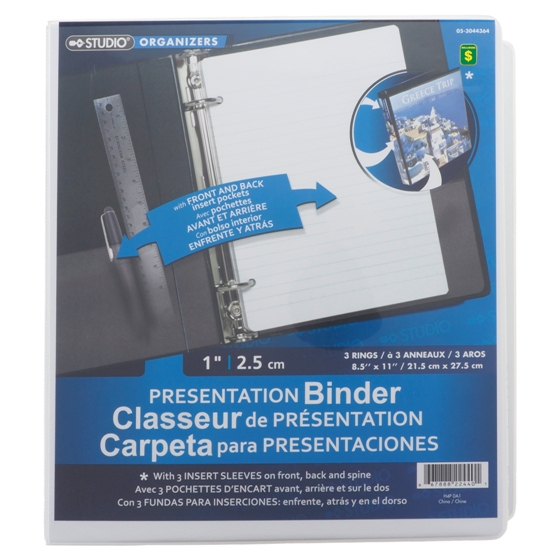 1" 3-Ring Presentation Binder (Assorted Colours)