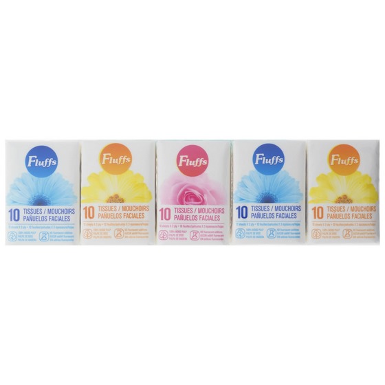 10 Paquets de 10 mouchoirs format de poche (Styles assortis)