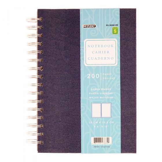 Cahier à spirale avec couverture texturée (Couleurs assorties)
