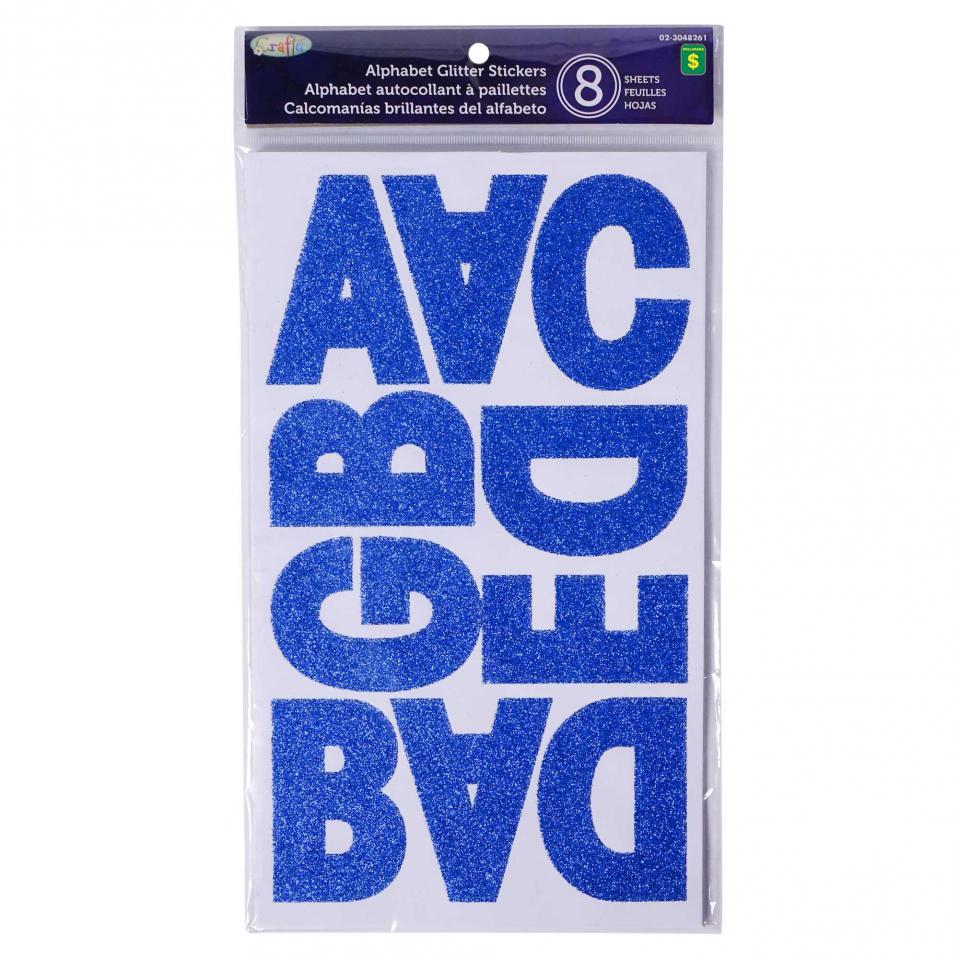 8 Feuilles d'autocollants alphabet (Couleurs assorties)