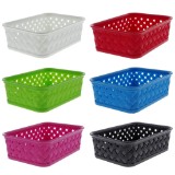 Small Plastic Woven Basket (Assorted Colours) - 1