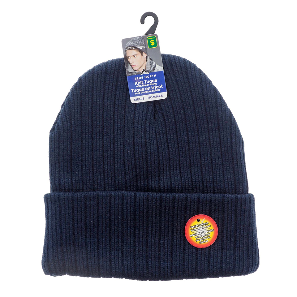 Men's Ribbed Knit Hat with Fleece Lining