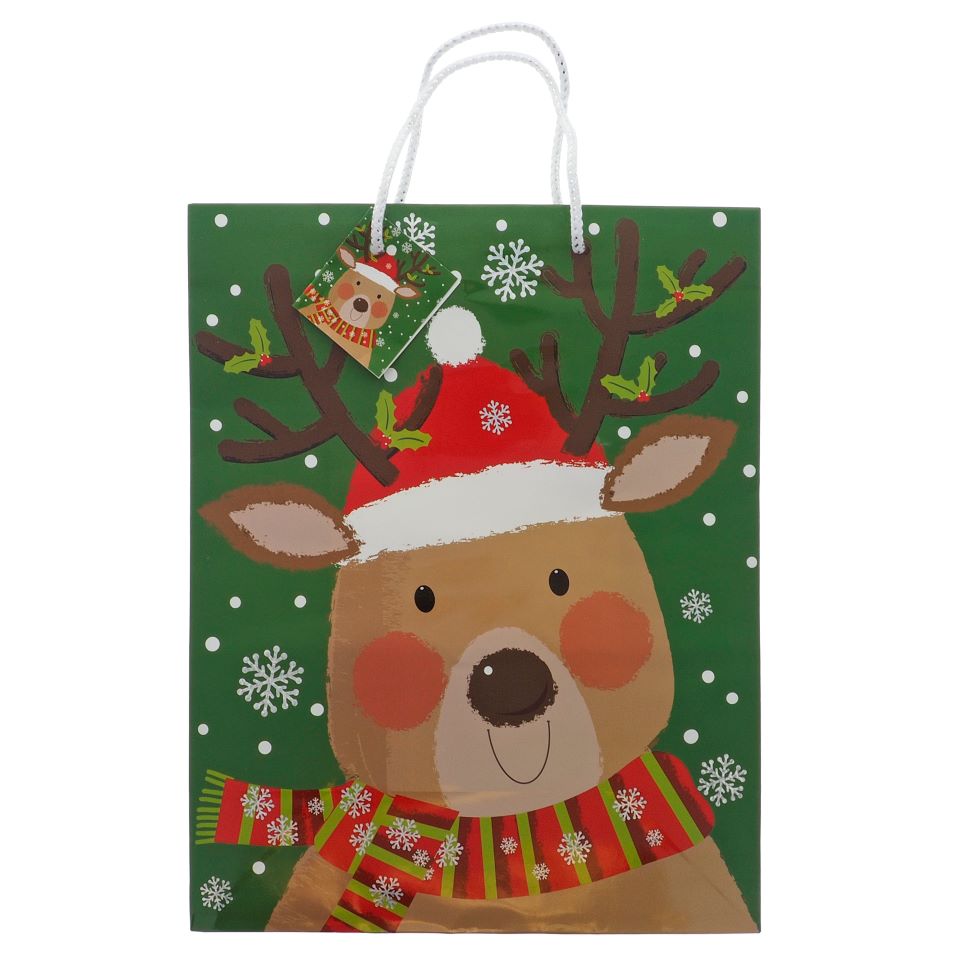 Christmas-Lg. Gift Bags w/Glitter or Foil