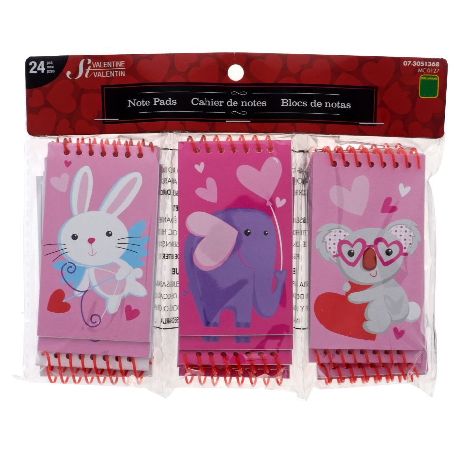 Paq. de 24 petits cahiers de St-Valentin