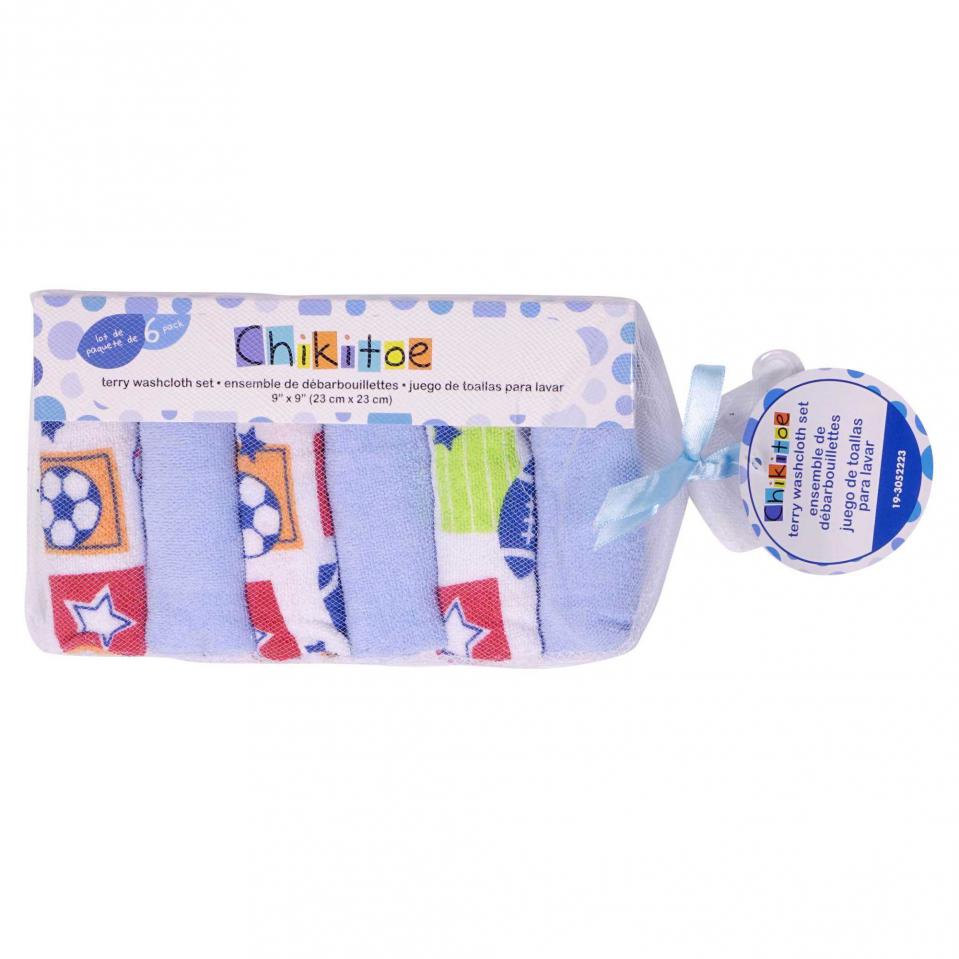 Soft Baby Washcloths 6PK (Assorted Styles and Colours)