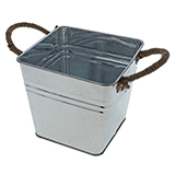 Galvanized square bucket with rope handles