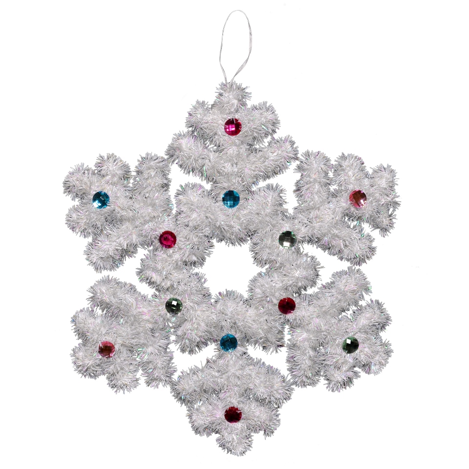 Christmas-Large White Tinsel Snowflake