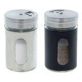 Salière et poivrière avec fenêtre en verre (Couleurs assorties) - 0