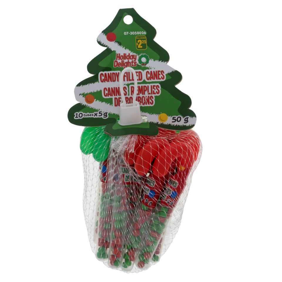 10Pk Christmas Mini Candy Filled Canes