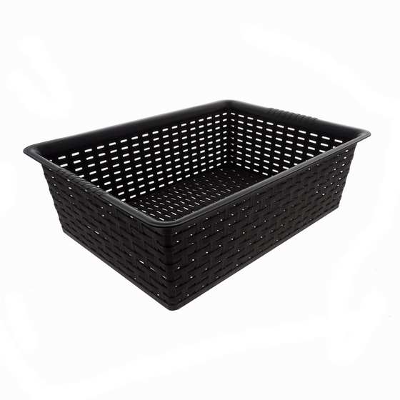 Panier rectangulaire en plastique tressé (Couleurs assorties)