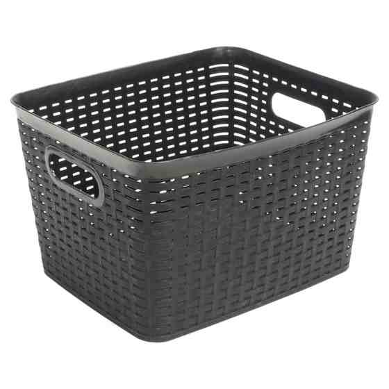 Grand panier rectangulaire en plastique tressé (Couleurs assorties)