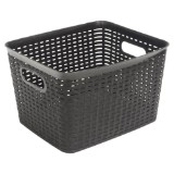 Large Rectangular Plastic Woven Basket (Assorted Colours) - 0