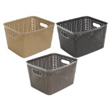 Large Rectangular Plastic Woven Basket (Assorted Colours) - 1