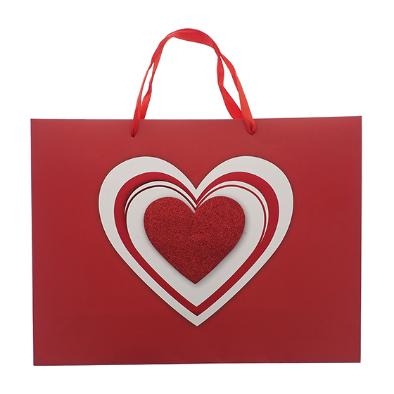 Valentine Gift Bag with Glitter & 3D Appliques