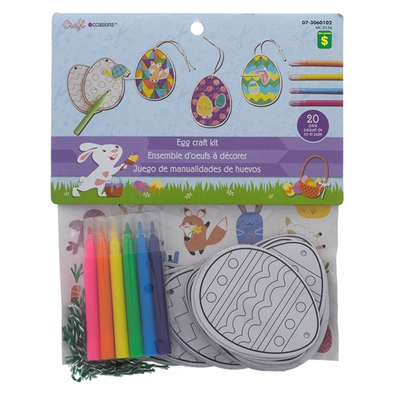 20Pk Coloring Cardboard Eggs Craft Kit With Stickers