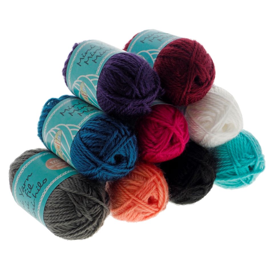 10PK Mini Coloured Cotton and Acrylic Yarn