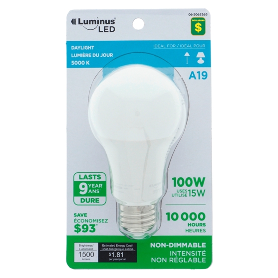 Ampoule à DEL A19 100W blanc froid