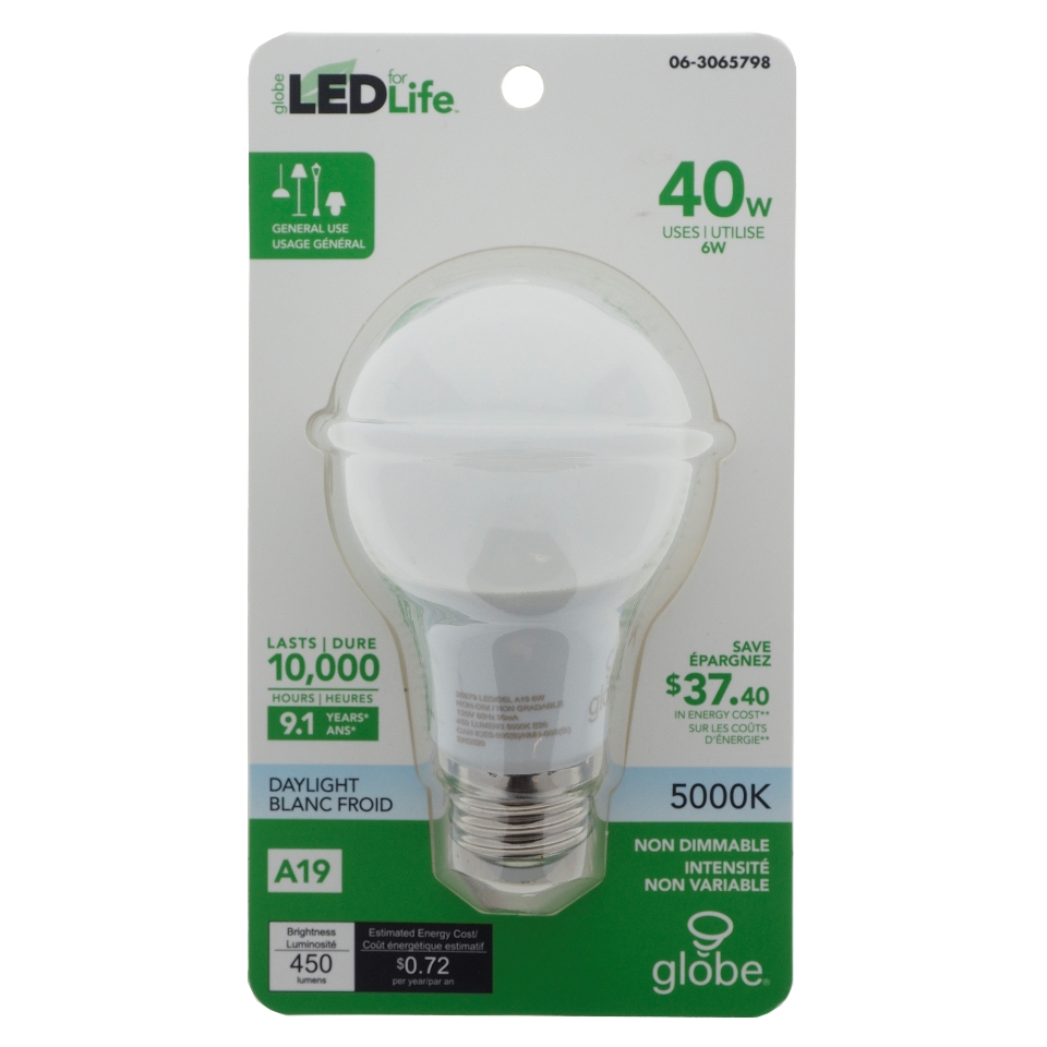 Ampoules DEL A19 40w 5000k - Blanc