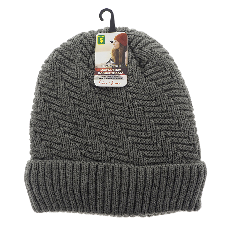 Tuque tricotée avec doublure en sherpa pour femmes