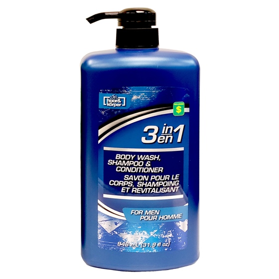 Savon pour le corps, shampoing et revisalisant 3 en 1 pour homme (Couleurs assorties)