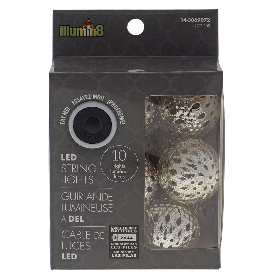 10 LED Metal Orb String Lights