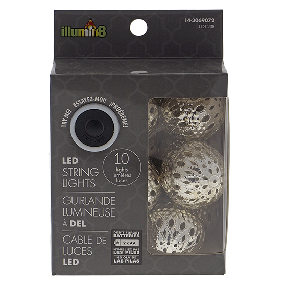 10 LED Metal Orb String Lights