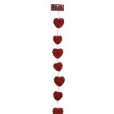 Valentines Satin Garland With 16 Tinsel Hearts - 0