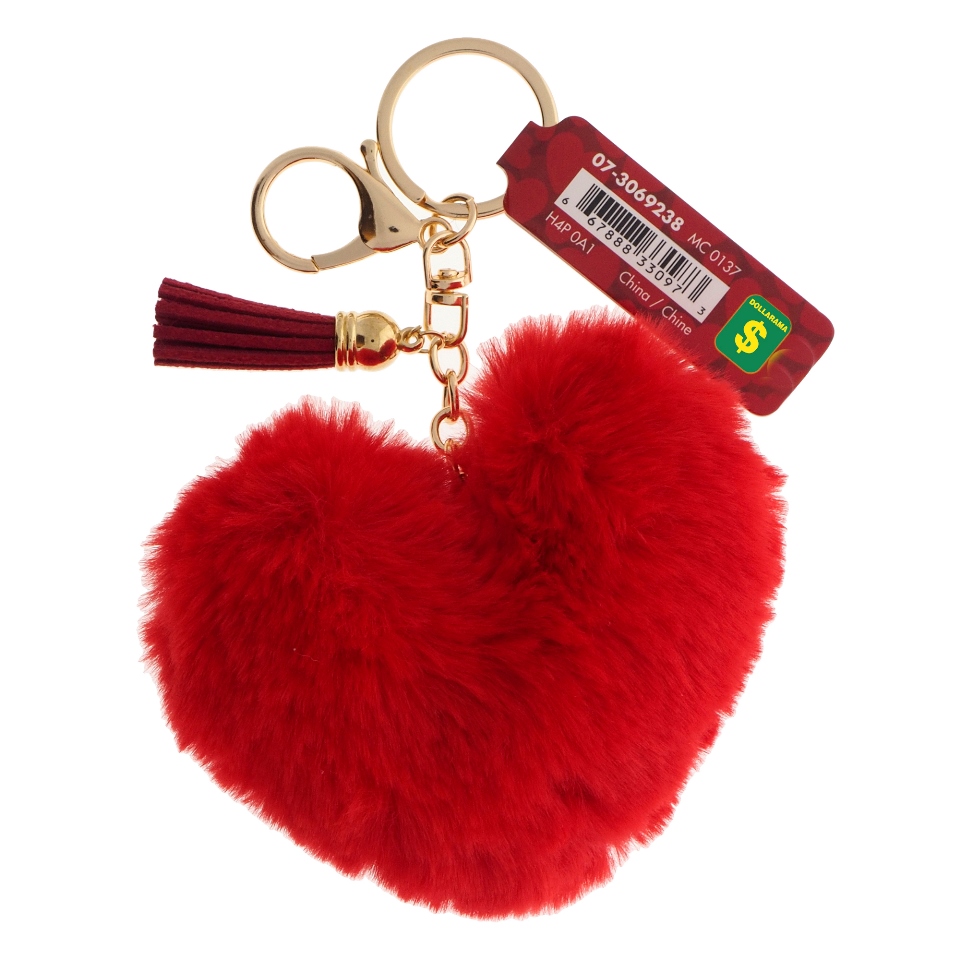 Porte-clés en forme de coeur avec detail en faux cuir
