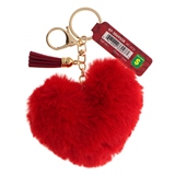 Porte-clés en forme de coeur avec detail en faux cuir - 0