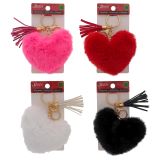 Valentine Plush Heart Shaped Keyring With Faux Leather Tassel - 1
