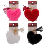 Porte-clés en forme de coeur avec detail en faux cuir - 1