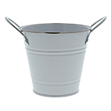 White Galvanized Bucket with Handles