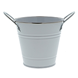 White Galvanized Bucket with Handles - 1