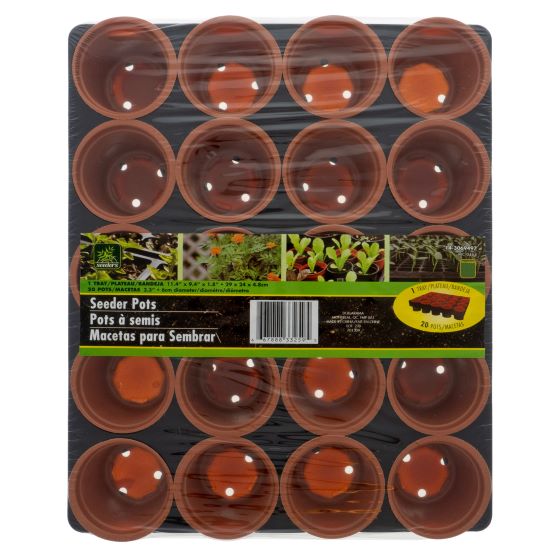 20Pk Plastic Seeding Pots in Tray