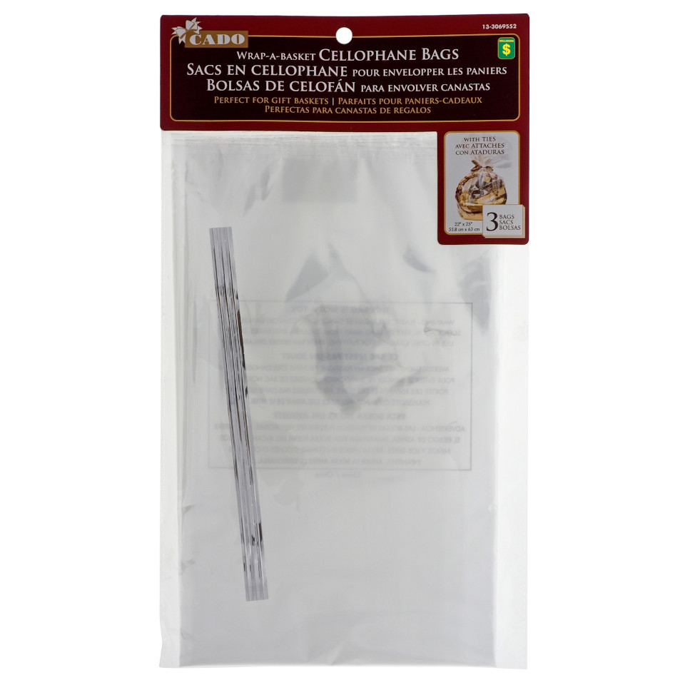 Paquet de 3 sacs en cellophane