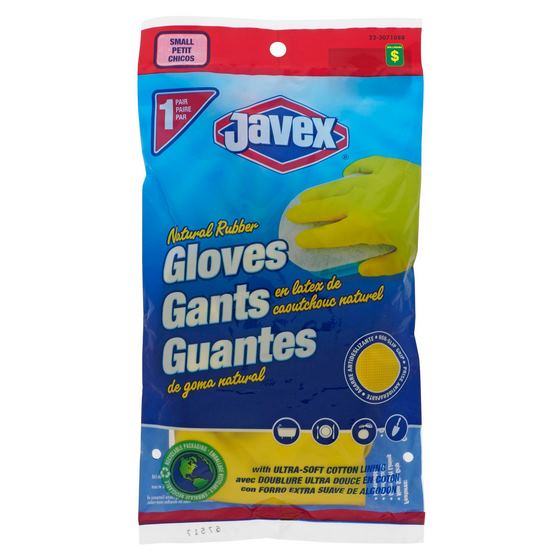 1 Pair Natural Rubber Dish Gloves, Small