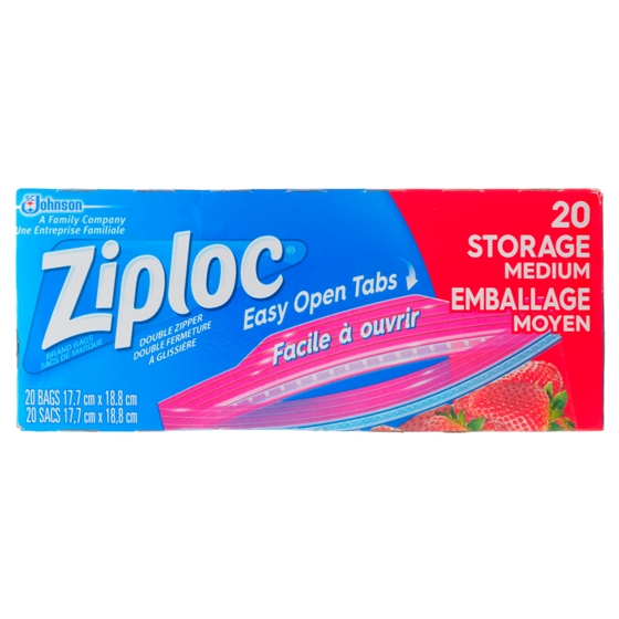20 Sacs d'emballage moyens Ziploc
