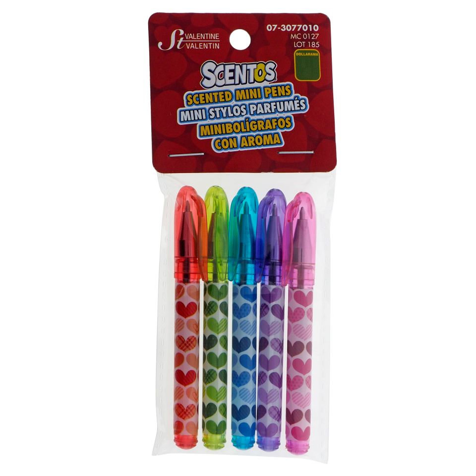 Paq. de 5 mini stylos parfum/s de la St Valentin