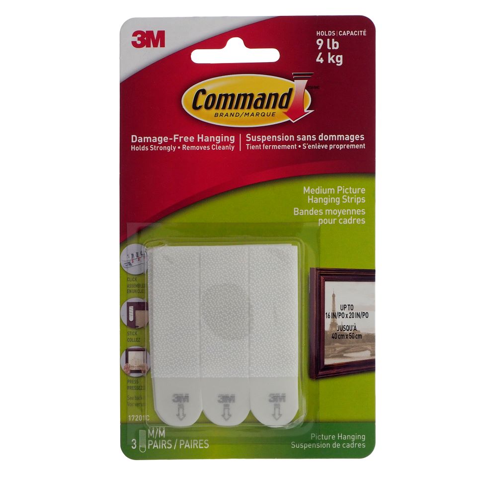 3 Paires de bandes moyennes pour cadres Command