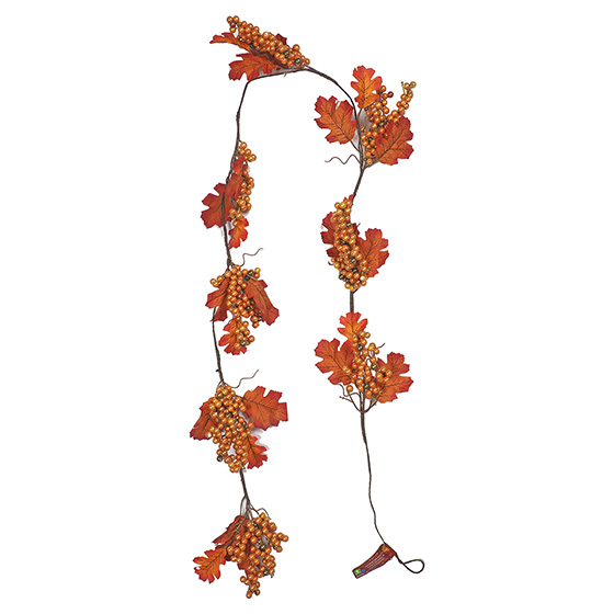 Thanksgiving Metallic Oak Leaves with Berries Garland