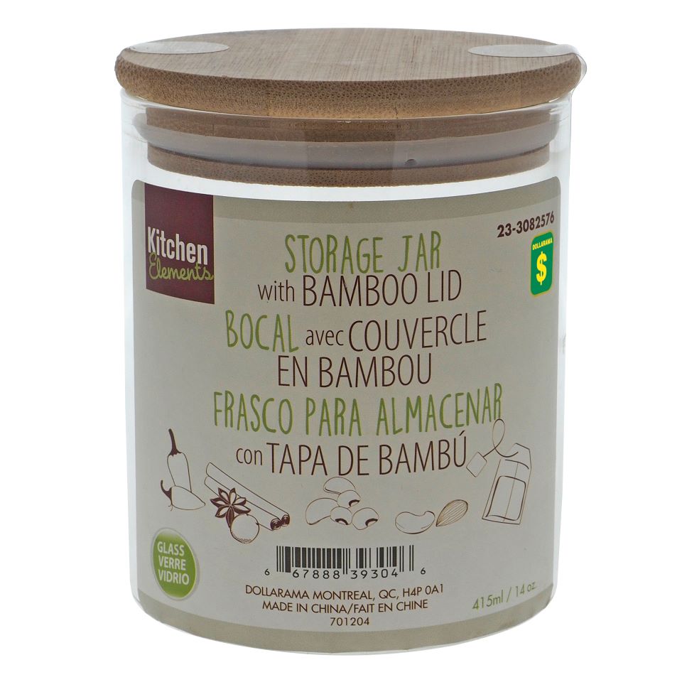 Bocal en verre avec couvercle en bambou