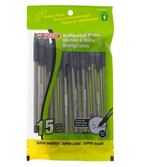 15PK Ball Point Smooth Pens