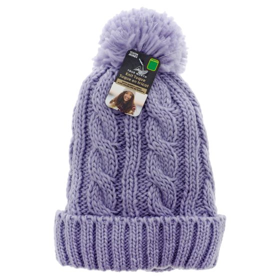 Kids Knitted Tuque with PomPom and Sherpa Lining