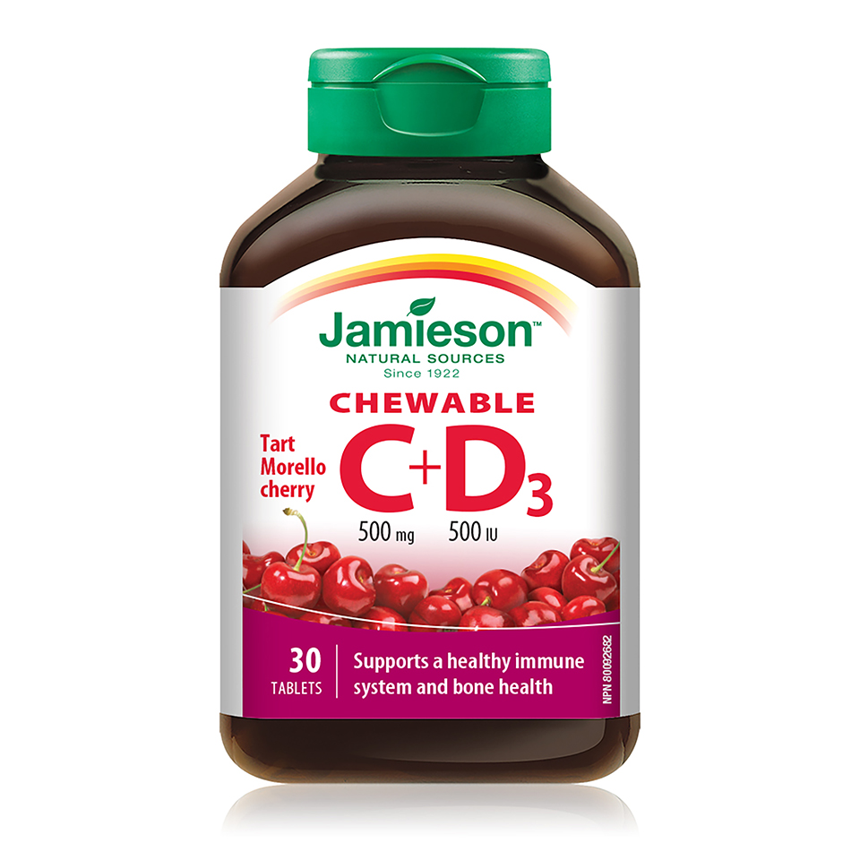 Chewable Cherry Flavour Vitamin C + D3
