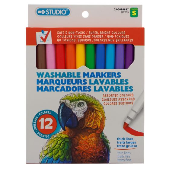 Paq. de 12 marqueurs lavables