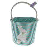 Panier de jute de Pâques avec lapin brodé (couleurs assorties) - 0