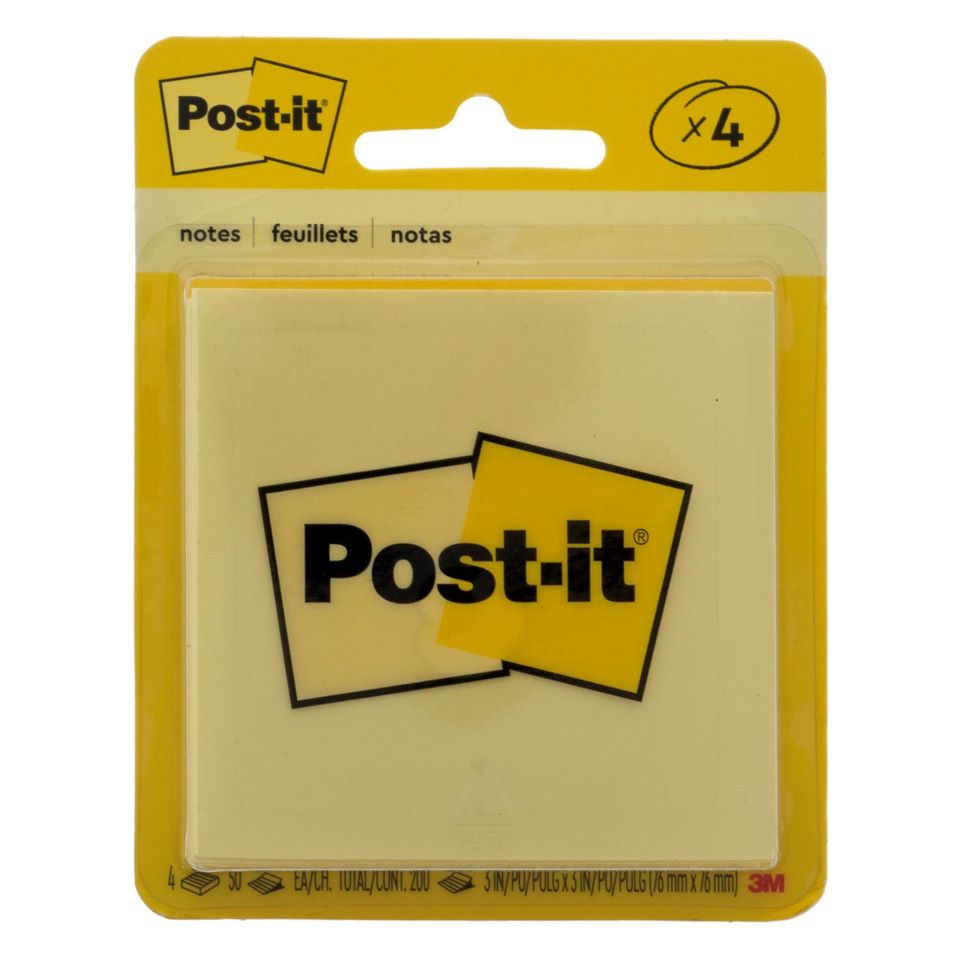 4PK Yellow Post-It Notes